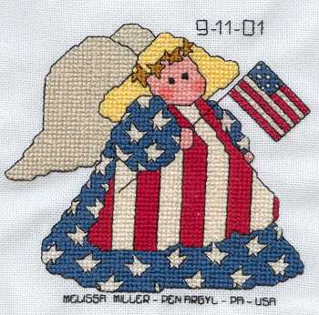 Cross-stitched memorial square by Melissa Miller