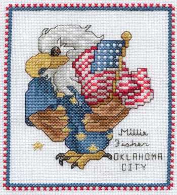Cross-stitched memorial square by Millie Fisher