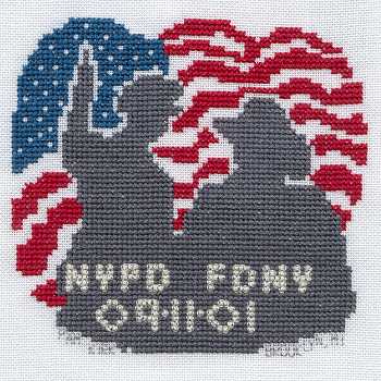 Cross-stitched memorial square by Pamela Kirk