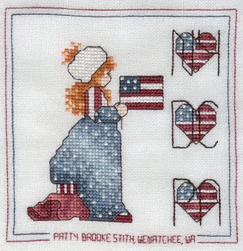 Cross-stitched memorial square by Patty Stith