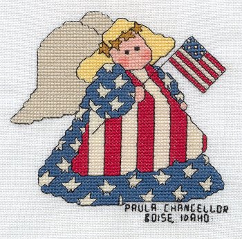 Cross-stitched memorial square by Paula Chancellor