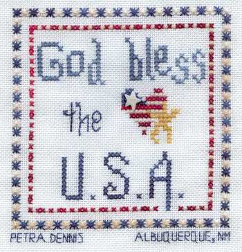 Cross-stitched memorial square by Petra Dennis