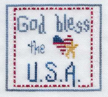 Cross-stitched memorial square by Rene Huffman
