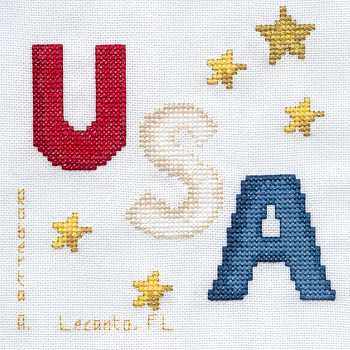 Cross-stitched memorial square by Roberta Amity