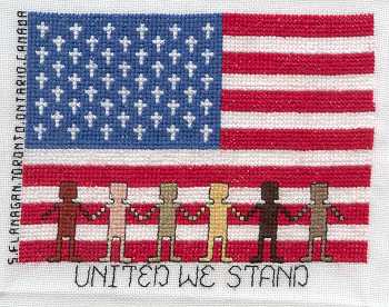 Cross-stitched memorial square by S. Flanagan