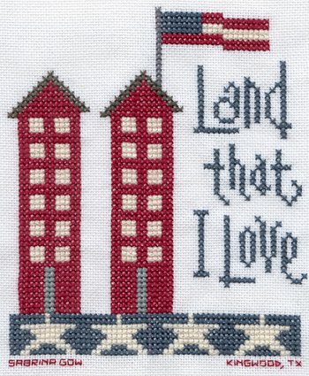 Cross-stitched memorial square by Sabrina Gow