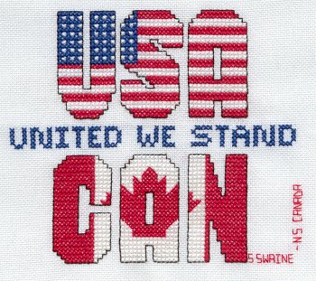 Cross-stitched memorial square by Sally Swaine