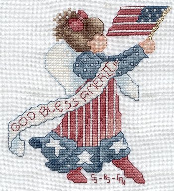 Cross-stitched memorial square by Sally Swaine