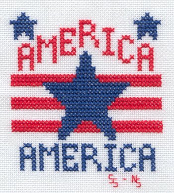 Cross-stitched memorial square by Sally Swaine