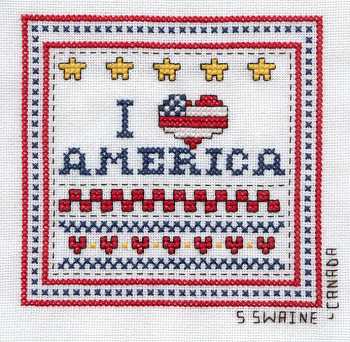 Cross-stitched memorial square by Sally Swaine