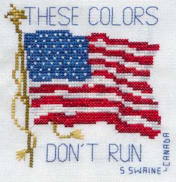 Cross-stitched memorial square by Sally Swaine