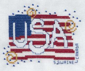 Cross-stitched memorial square by Sally Swaine
