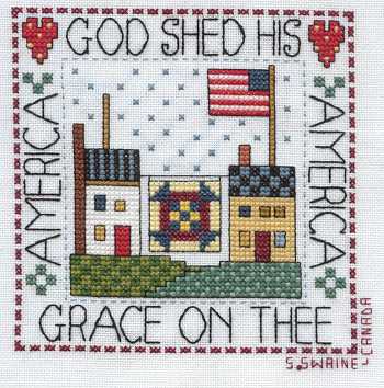 Cross-stitched memorial square by Sally Swaine
