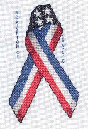 Cross-stitched memorial square by Sandra Charland