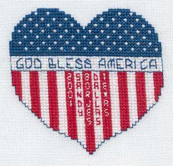 Cross-stitched memorial square by Sandy Borjes