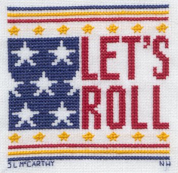 Cross-stitched memorial square by Shannon McCarthy