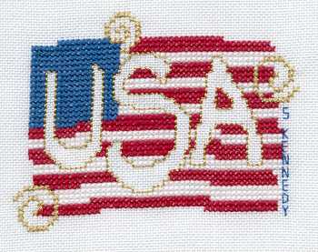 Cross-stitched memorial square by Sharon Kennedy