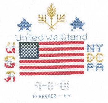 Cross-stitched memorial square by Shelley Harper