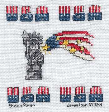 Cross-stitched memorial square by Shirlea Roman