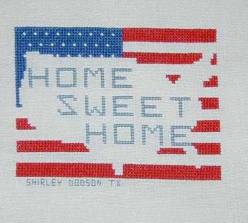 Cross-stitched memorial square by Shirley Dodson