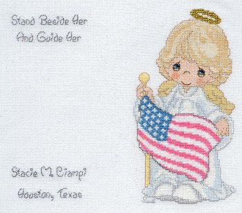 Cross-stitched memorial square by Stacie Ciampi