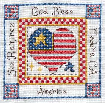 Cross-stitched memorial square by Sue Ramirez