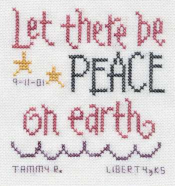Cross-stitched memorial square by Tammy Reardon