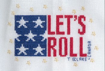 Cross-stitched memorial square by Tanya Blake