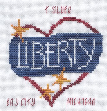 Cross-stitched memorial square by Tiffany Silver