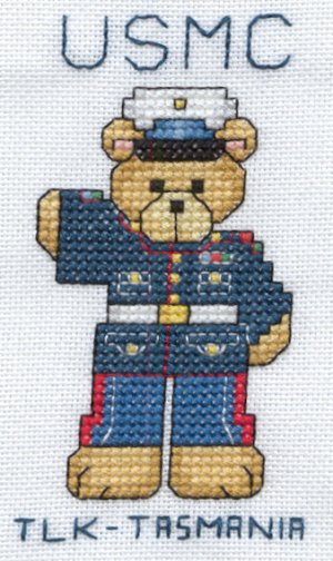 Cross-stitched memorial square by Terry Louise Kermode
