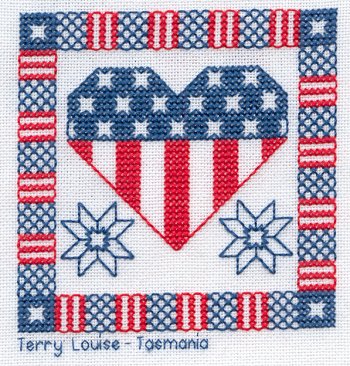 Cross-stitched memorial square by Terry Louise Kermode