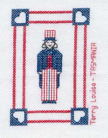 Cross-stitched memorial square by Terry Louise Kermode