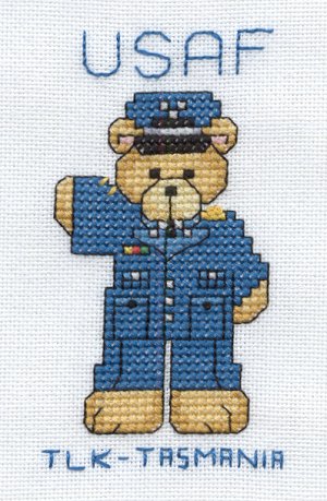 Cross-stitched memorial square by Terry Louise Kermode