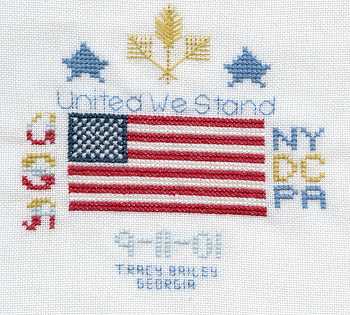 Cross-stitched memorial square by Tracy Bailey