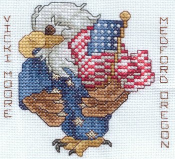Cross-stitched memorial square by Vicki Moore