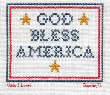Cross-stitched memorial square by Vonda Levins